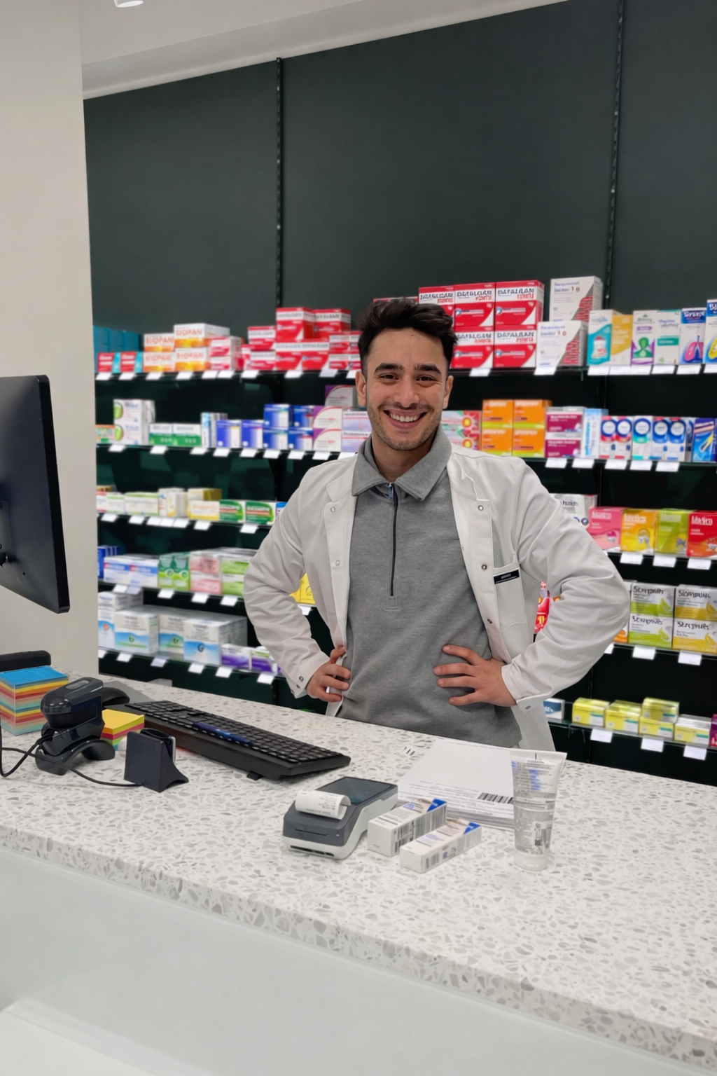 Apotheker aan de balie